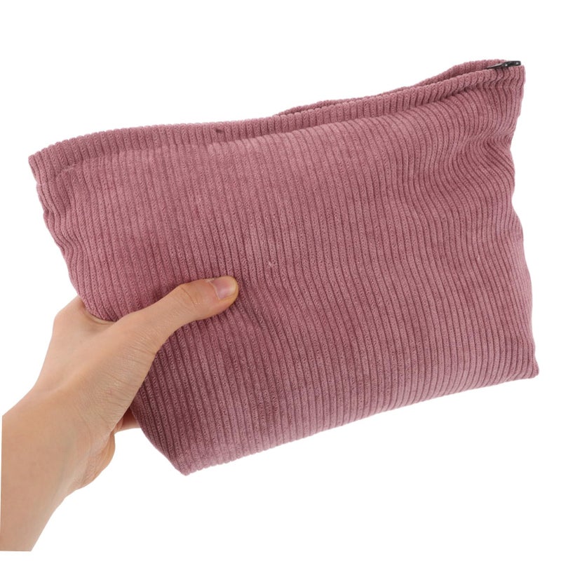 Corduroy Makeup Bag Cosmetic Pouch Travel Organizer For Women Dusty Blue - Image 4
