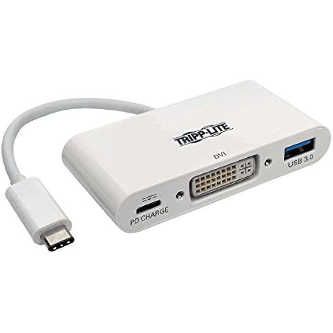 Tripp Lite U444-06N-DU-C USB-C (TYPE-C) TO DVI ADAPTER WITH USB-A AND USB-C PD CHARGING PORTS, USB 3.1 GEN 1, THUNDERBOLT 3 COMPATIBLE, 1080P - Image 1