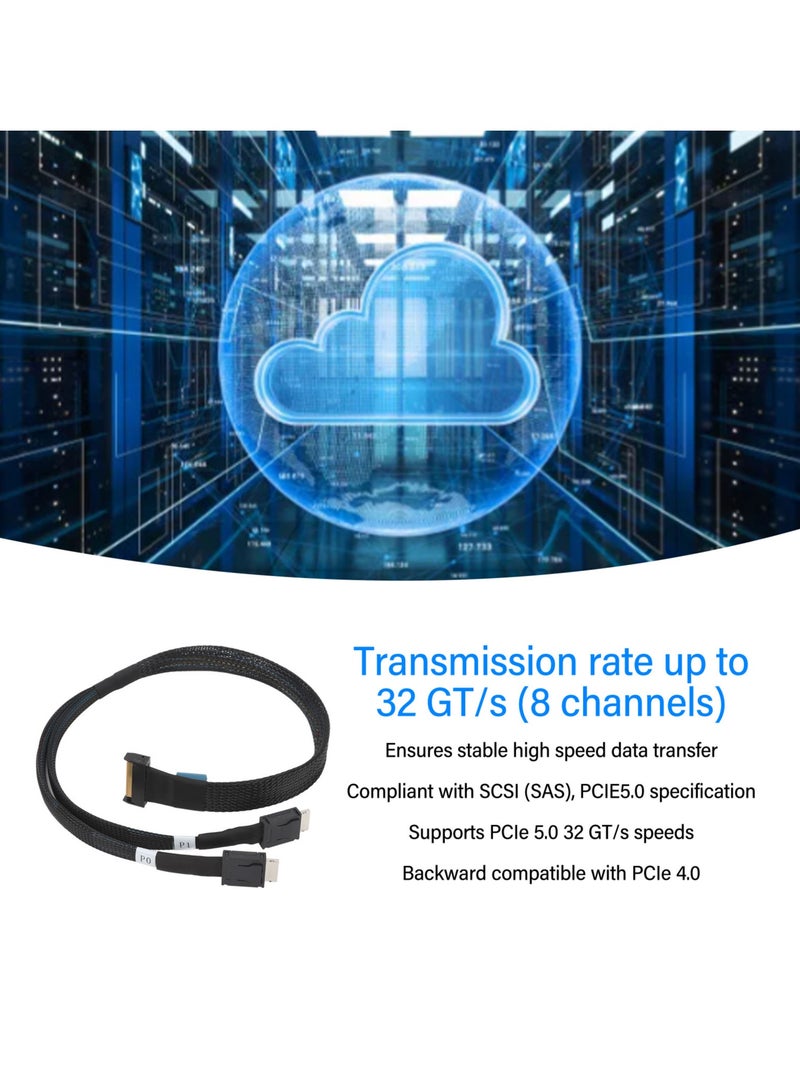 8i to Oculink SFF 8611 4i Cable PCIe 5.0 32GT/s for MCIO X8 to 2 SFF 8611 Cord for Server Data Center 19.7in  - Image 4