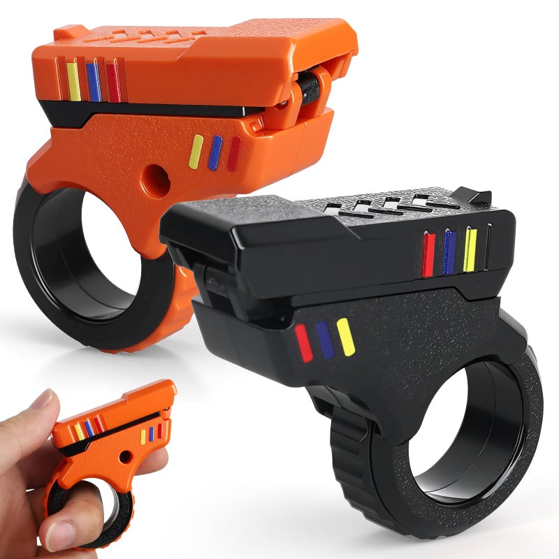 Dilabnba 3D Fidget Slider Toy Fun Fingertip Fidget Ring Hand Roller for Teen Adults Fidgets Spinner Pistol Adults Desk Toy for Focus Fidgeting Finger Spinner Gift 2 PCS Age 15 - Image 2