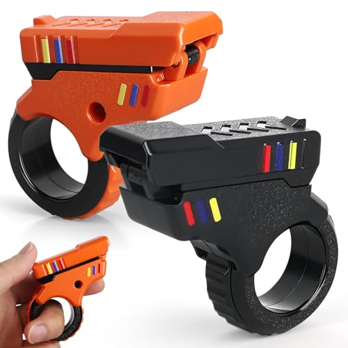 Dilabnba 3D Fidget Slider Toy Fun Fingertip Fidget Ring Hand Roller for Teen Adults Fidgets Spinner Pistol Adults Desk Toy for Focus Fidgeting Finger Spinner Gift 2 PCS Age 15 - Image 1