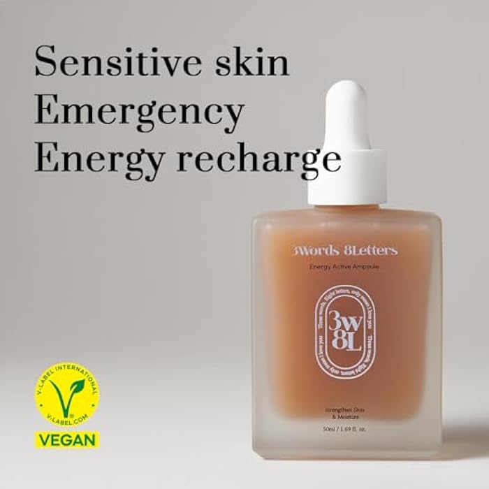 3words 8letters [3W8L] Energy Active Serum 1.69 fl oz | Vegan Face Ampoule For All Skin Types | Soothing & Moisturizing Face Serum | Korean Skin Care | k-beauty | 3Words 8Letters - Image 2