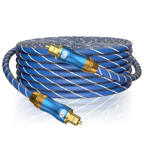 EMK Digital Optical Audio Cable Fiber Optical Toslink Cable SPDIF Audio Cable Male to Male Cord for Home Theater, Sound Bar, TV, PS4, Xbox, PlayStation & More (49Feet/15M) - Image 1