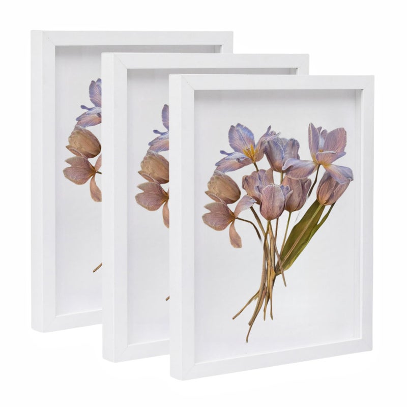 Muzilife 8x10 ظل مربع الإطار الخشب 3D الصورة إطار WIF غطاء الزجاج العلبة لتلاعب الجدار أو عرض الصور القائمة بذاتها من 3 أبيض