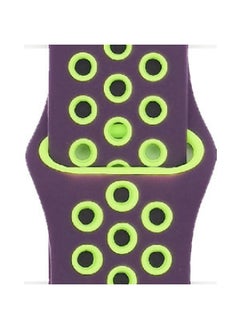 Suitable For Apple Two-color Silicone Nike Strap Nike Hole Apple Iwatch Breathable Sports Watch Strap-Color:30 Purple + Green-Specifications:42/44/45/49mm-L