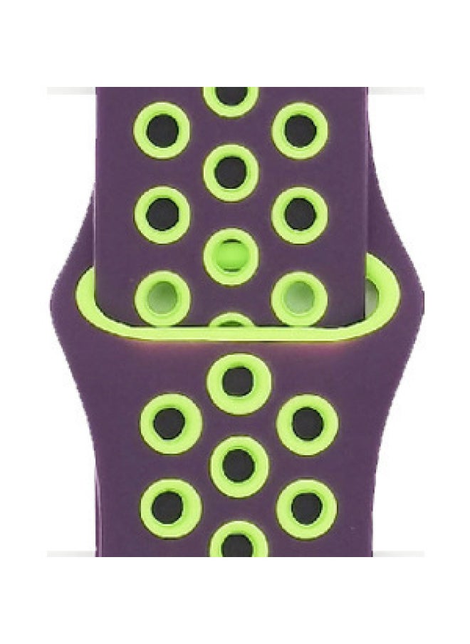 Generic - Suitable For Apple Two-color Silicone Nike Strap Nike Hole Apple Iwatch Breathable Sports Watch Strap-Color:30 Purple + Green-Specifications:42/44/45/49mm-L - Image 1