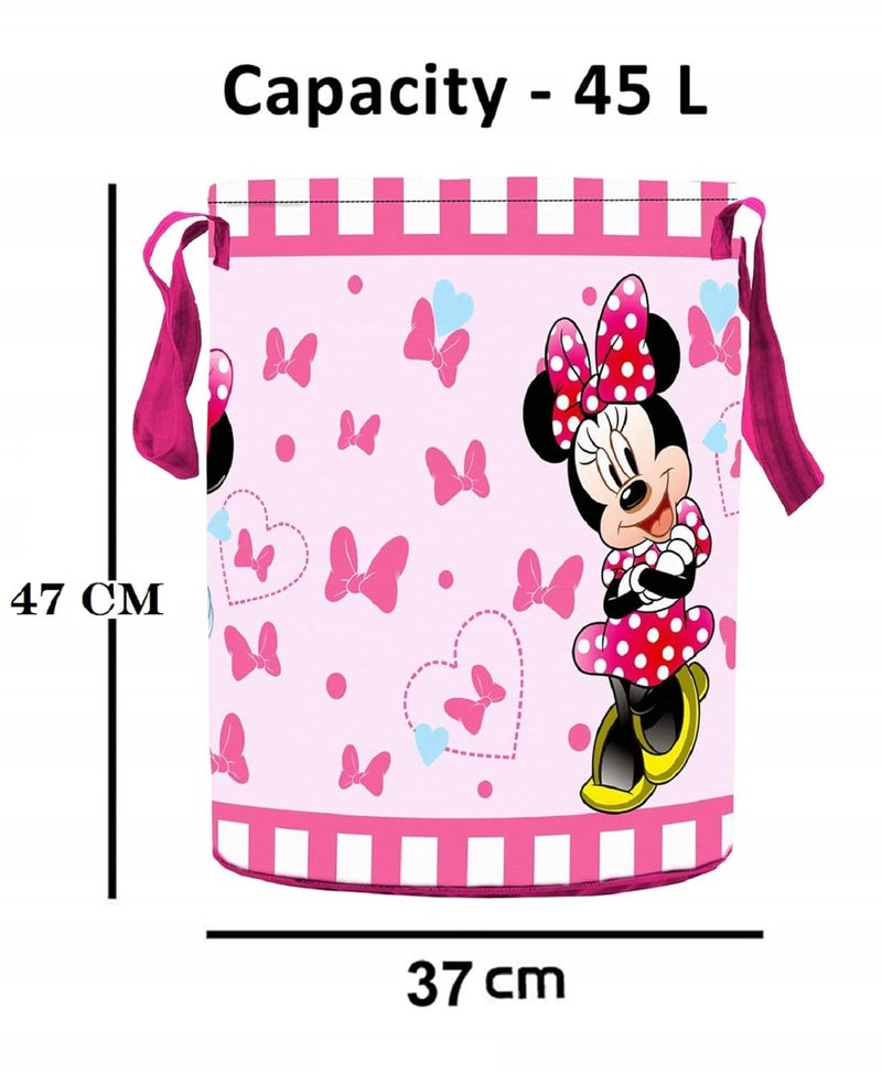 Kuber Industries Disney Minnie Print Round Non Woven Fabric Foldable Laundry Basket & Disney Mickey Print Non Woven Fabric Replacement Rectangular Drawer - Image 4