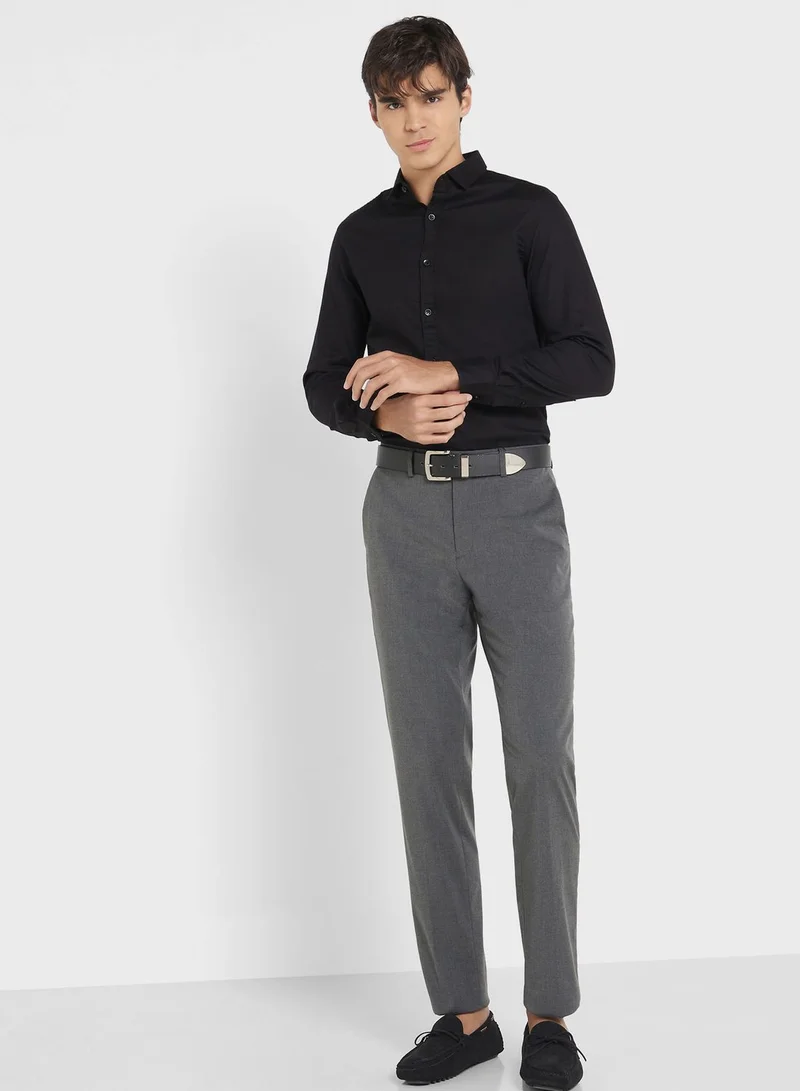 Robert Wood Men Black Regular Fit Solid Casual Sustainable Shirt