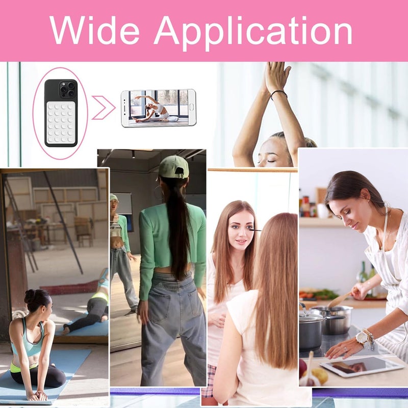 CERLINK حافظة هاتف شفط مضادة للانزلاق غطاء سيليكون خلفي متعدد الاستخدامات وسادات لاصقة خالية من اليدين لحافظة الهاتف للتصوير الذاتي والفيديوهات والمرآة والدش ولوحة القيادة والزجاج الأمامي (أسود) - Image 4