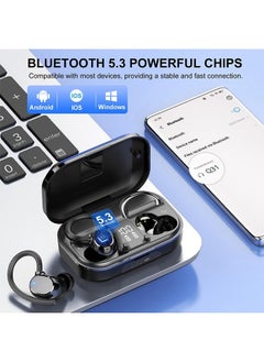 Generic Wireless Bluetooth Earbuds Size with LED Display Lmmersive Bass Stereo Noise Cancelling Headphones Headset for Sports/Home/Work Black  - Image 2