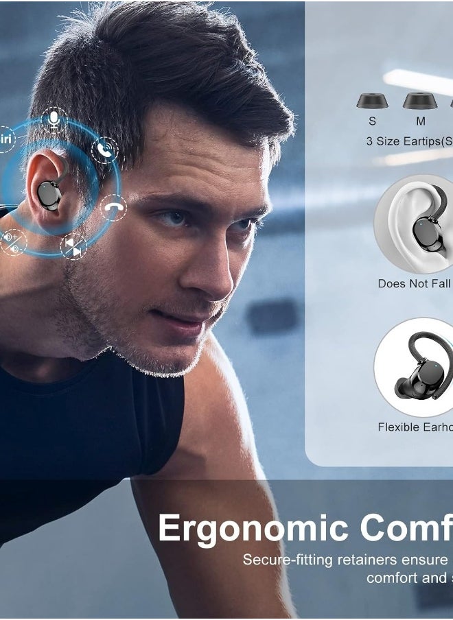 Generic - Wireless Bluetooth Earbuds Size with LED Display Lmmersive Bass Stereo Noise Cancelling Headphones Headset for Sports/Home/Work Black - Image 1
