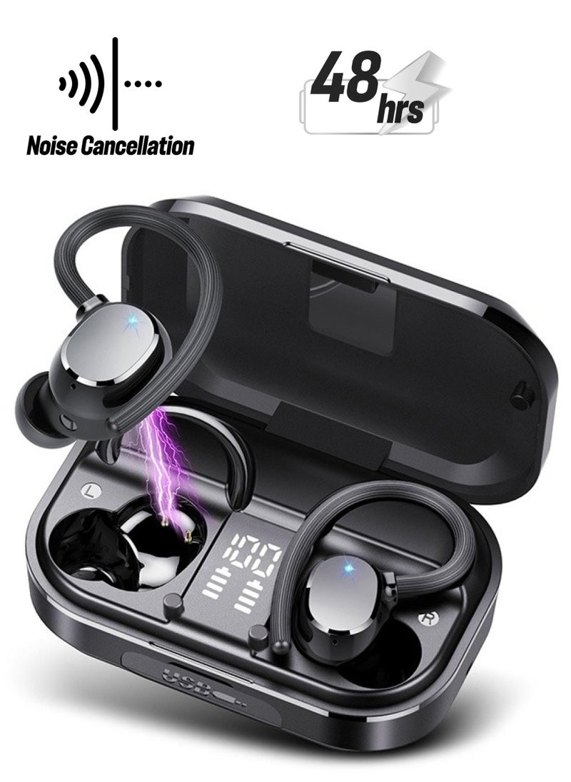 Generic - Wireless Bluetooth Earbuds Size with LED Display Lmmersive Bass Stereo Noise Cancelling Headphones Headset for Sports/Home/Work Black - Image 1