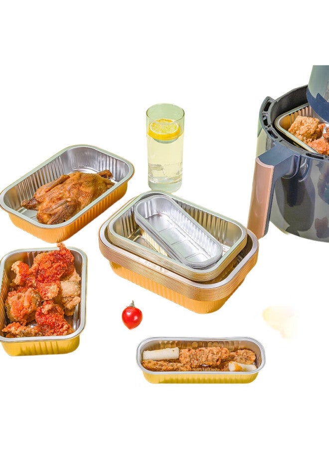 Faxilon Gold Thickened Air Fryer Paper Tin Foil Trays, 10 Pieces, 750Ml, For Barbecue And Oven Use, Aluminum Foil Baking Pans - Image 2