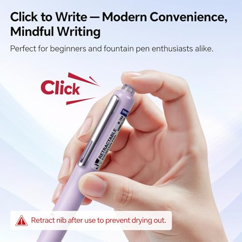 WRITECH Retractable Fountain Pen Set: Fine Nib Black Ink Premium Gift Box Includes 10 Cartridges, Perfect for Graduation Anniversaries Birthdays - Image 3