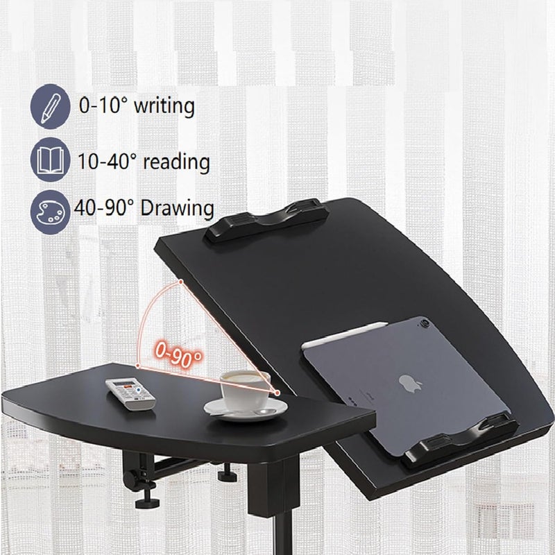 Beauenty Bedside Computer Table, Height Adjustable Mobile Rolling Laptop Cart, Portable Laptop Desk For Couch Bedside Home Office (White) - Image 4