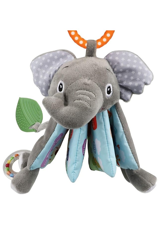 Bebe Mondo - Baby Books 0-6 Months,Infant Toys, Elephant Soft Cloth Touch Feel Crinkle Books for Babies Toddlers,Baby Toys 3-6 Months 6 to 12 Months 1-3 Years Baby Gifts Boy Girl,Bunny Stuffed Plush Teething Toys - Image 1