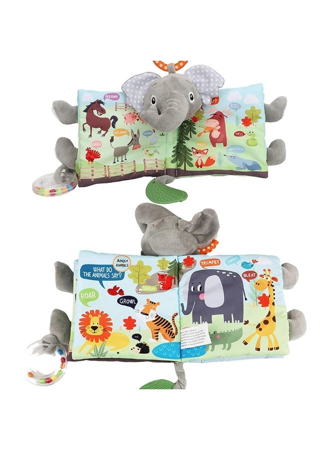 Bebe Mondo - Baby Books 0-6 Months,Infant Toys, Elephant Soft Cloth Touch Feel Crinkle Books for Babies Toddlers,Baby Toys 3-6 Months 6 to 12 Months 1-3 Years Baby Gifts Boy Girl,Bunny Stuffed Plush Teething Toys - Image 1