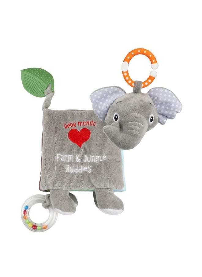 Bebe Mondo - Baby Books 0-6 Months,Infant Toys, Elephant Soft Cloth Touch Feel Crinkle Books for Babies Toddlers,Baby Toys 3-6 Months 6 to 12 Months 1-3 Years Baby Gifts Boy Girl,Bunny Stuffed Plush Teething Toys - Image 1