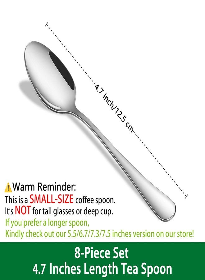 Dehov 4.7 Inch Tea & Coffee Spoons,Set Of 4 Stainless Steel Espresso Spoons,Dishwasher Safe Small Spoon For Dessert Cake,Durable Metal Mini Spoon - Image 2