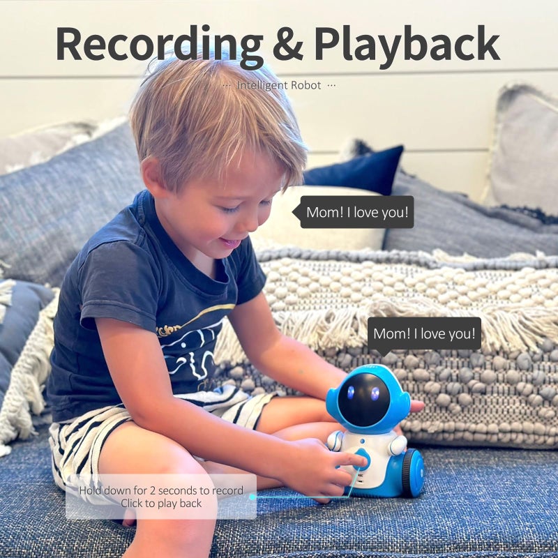 GILOBABY GILOBABY Robot Toys, Rechargeable Smart Talking Toys for Kids, Intelligent Robotic with Voice Controlled Touch Sensor, Singing, Dancing, Recording, Repeat, Birthday Gifts for Boys Ages 6+ Years (Blue)  - Image 2