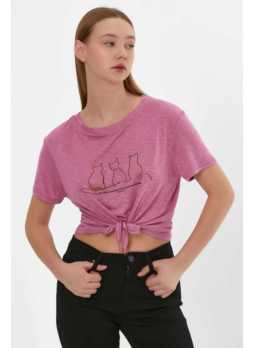 الكسندر جاردي Printed Lace-Up T-Shirt (B22-24300)