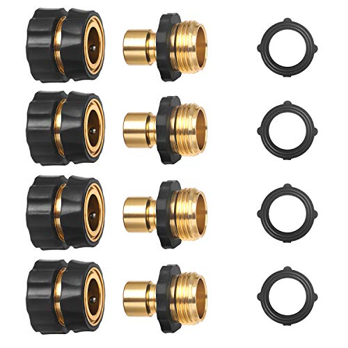 STYDDI Garden Hose Quick Connect Fittings Coupler, Metal Hose Fitting Quick Connector 3/4 Inch GHT Male and Female - No Leaks Water Hoses Quick Disonnect Adapter, 4 Set - Image 1