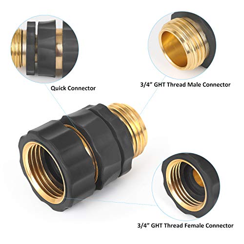 STYDDI Garden Hose Quick Connect Fittings Coupler, Metal Hose Fitting Quick Connector 3/4 Inch GHT Male and Female - No Leaks Water Hoses Quick Disonnect Adapter, 4 Set - Image 3
