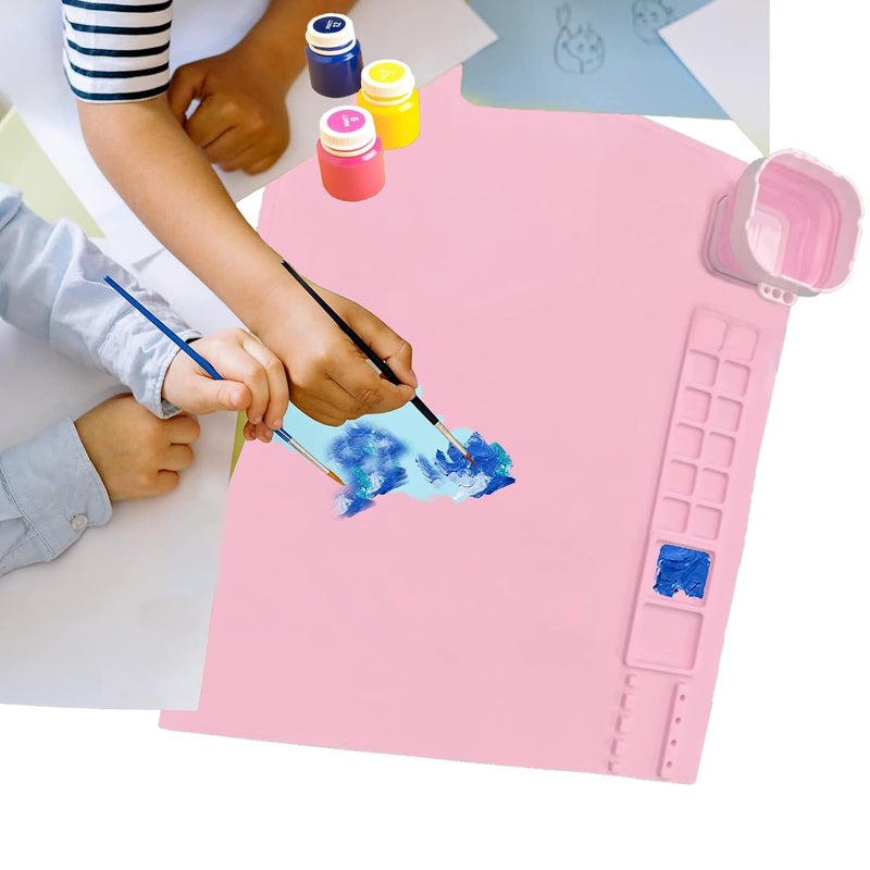 REIWIDE Silicone Craft Mat Silicone Mat for Resin Casting Nonstick Nonslip Silicone Sheet Silicone Molds Mat 20x16 with Cleaning Cup for Painting Art Clay Epoxy Resin etc pink - Image 5