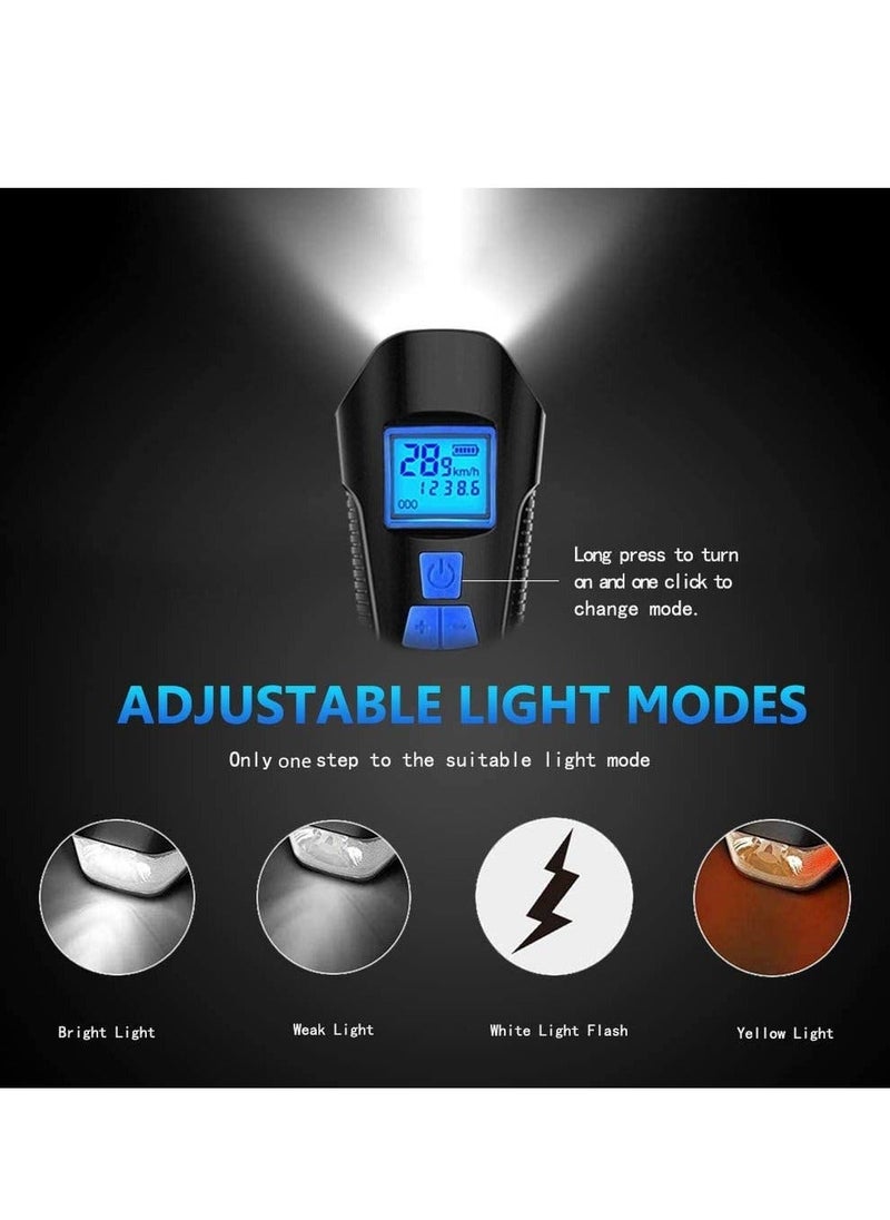 Y&D SYOSI Bike Light Set, Bicycle Headlight and Taillight with Speedometer, USB Rechargeable Waterproof Front Tail Light, Speedometer Fit All Mountain Road  - Image 4