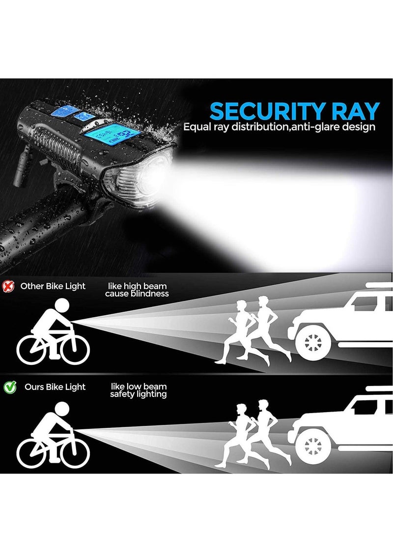 Y&D SYOSI Bike Light Set, Bicycle Headlight and Taillight with Speedometer, USB Rechargeable Waterproof Front Tail Light, Speedometer Fit All Mountain Road  - Image 5