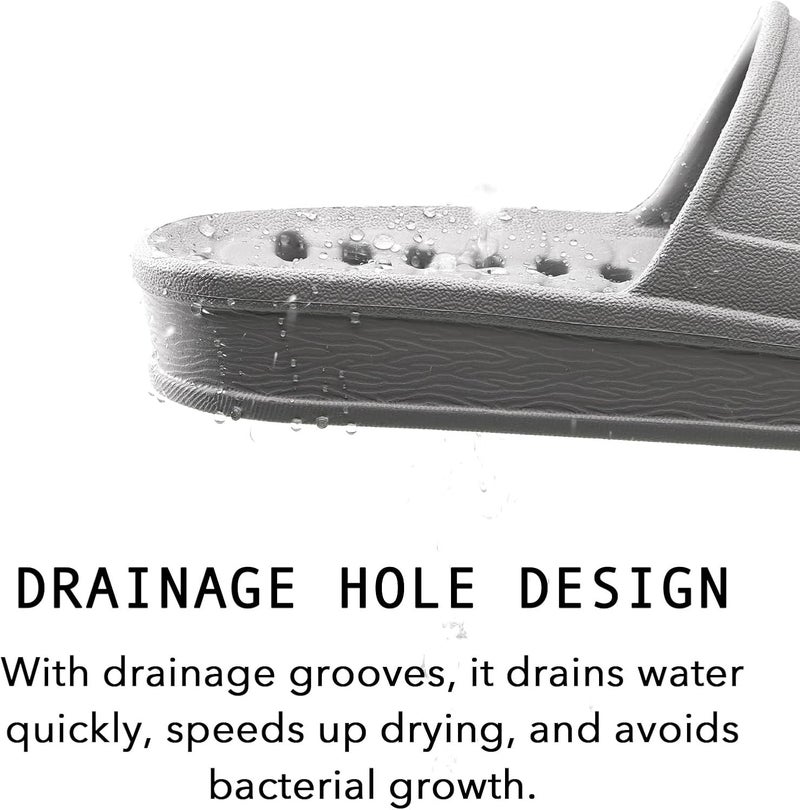 GETOEU Shower Shoes for Women and Men with Drain Holes Massage Slide Sandals Soft Cushioned Anti-Slip Pool Slides Comfort Thick Soled Gym Shower Shoes Quick Drying Bathroom Spa Slippers - Image 3