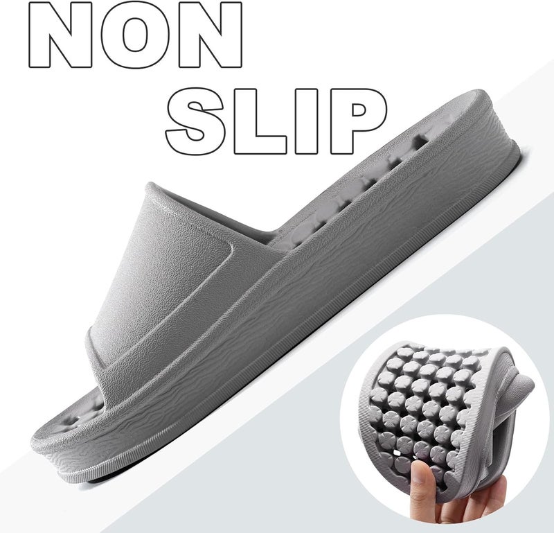 GETOEU Shower Shoes for Women and Men with Drain Holes Massage Slide Sandals Soft Cushioned Anti-Slip Pool Slides Comfort Thick Soled Gym Shower Shoes Quick Drying Bathroom Spa Slippers - Image 4