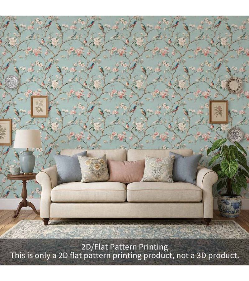 ورق جدران لاصق من PVC قابل للإزالة متعدد الألوان مقاس 40×300 سم بنقوش صينية تقليدية للزهور والطيور لتجديد ديكور غرفة المعيشة وغرفة النوم والمطبخ والأثاث ملصق حائط زخرفي - Image 4