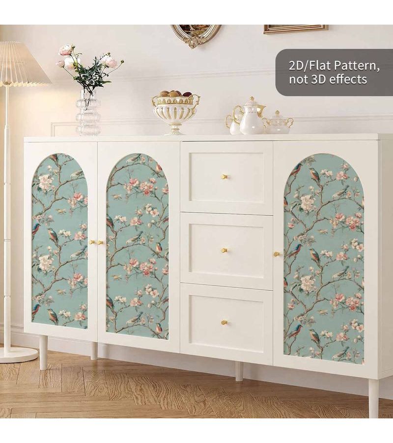 ورق جدران لاصق من PVC قابل للإزالة متعدد الألوان مقاس 40×300 سم بنقوش صينية تقليدية للزهور والطيور لتجديد ديكور غرفة المعيشة وغرفة النوم والمطبخ والأثاث ملصق حائط زخرفي - Image 5