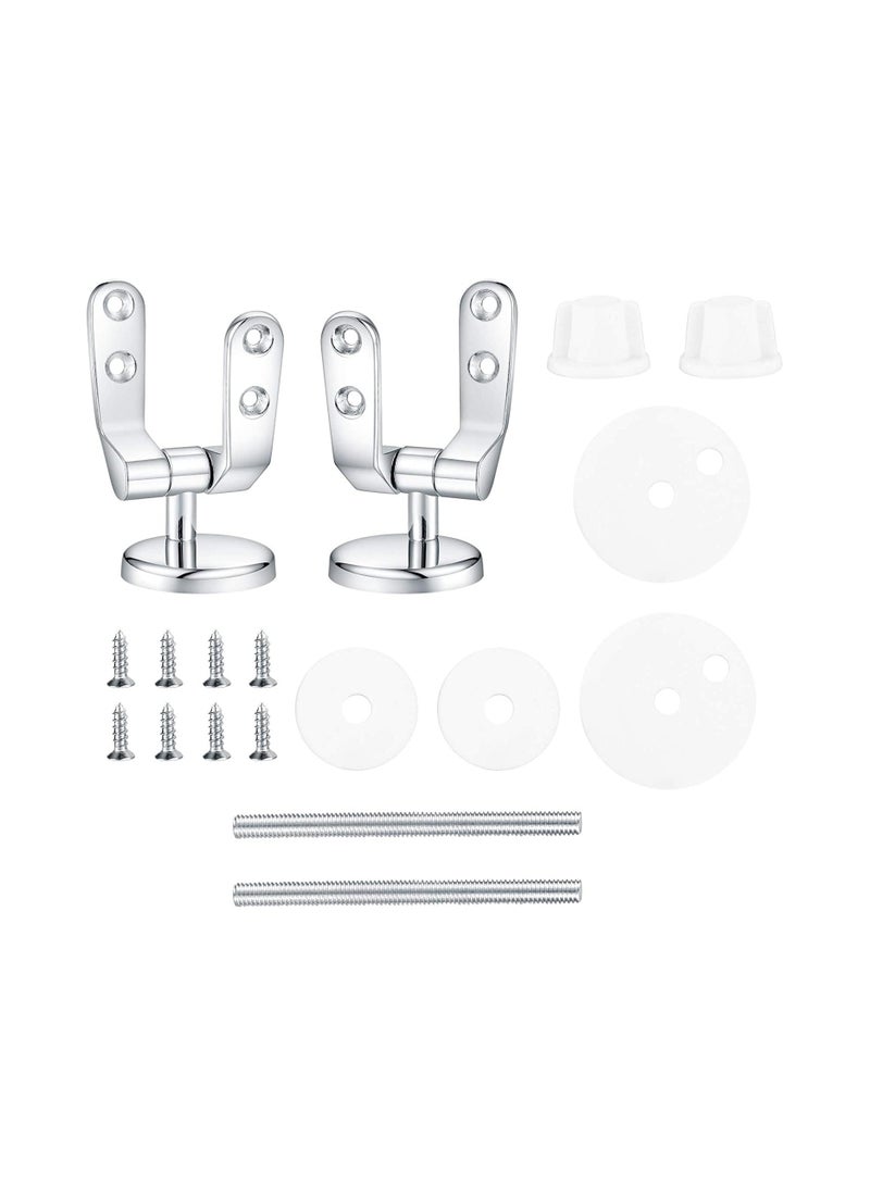 SYOSI Toilet Seat Fittings Zinc Alloy Toilet Seat Hinges Replacement Hinge with Fittings and Repair Parts Chrome Finished Toilet Seat Hinge Fixings for Most Wooden Resin MDF Toilet Seat - Image 1