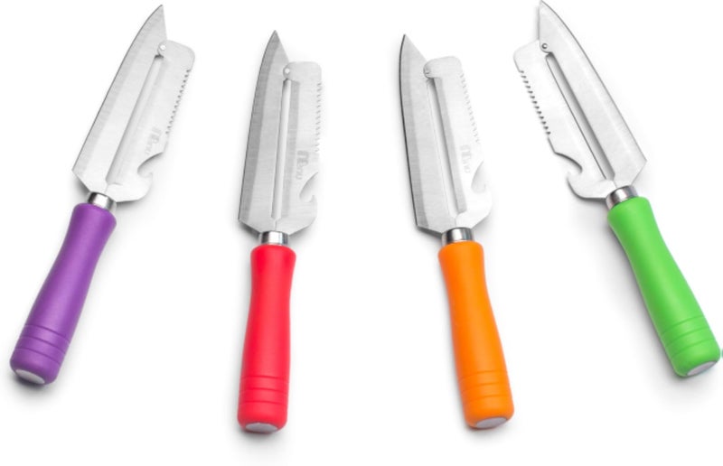 Kitchen Utility Knife - All-Purpose 4-in-1 Cutting Tool Combines Paring, Peeling, Scale Scraping, and Bottle Opening Functions for Efficient Meal Preparation and Clean Cooking Experience (4pcs)