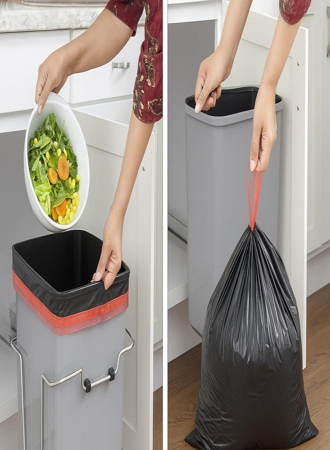 Cleonest Medium Drawstring Garbage Bags | 120 Bags (30 x 4 Rolls) | 45x45 cm | Heavy Duty & Leak-Proof Trash Bags for Kitchen & Home | Black with Red Drawstring - Image 2