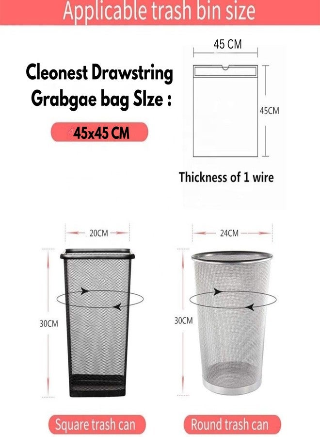 Cleonest Medium Drawstring Garbage Bags | 120 Bags (30 x 4 Rolls) | 45x45 cm | Heavy Duty & Leak-Proof Trash Bags for Kitchen & Home | Black with Red Drawstring - Image 4
