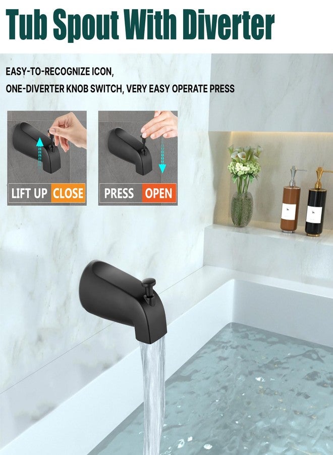 Heyalan Shower Faucet Set with Tub Spout Shower Trim Kit and Single-Handle Set, Shower Valve Included, Bathtub Faucet Set,4 Inch ABS Square Shower Head,Matte Black - Image 5