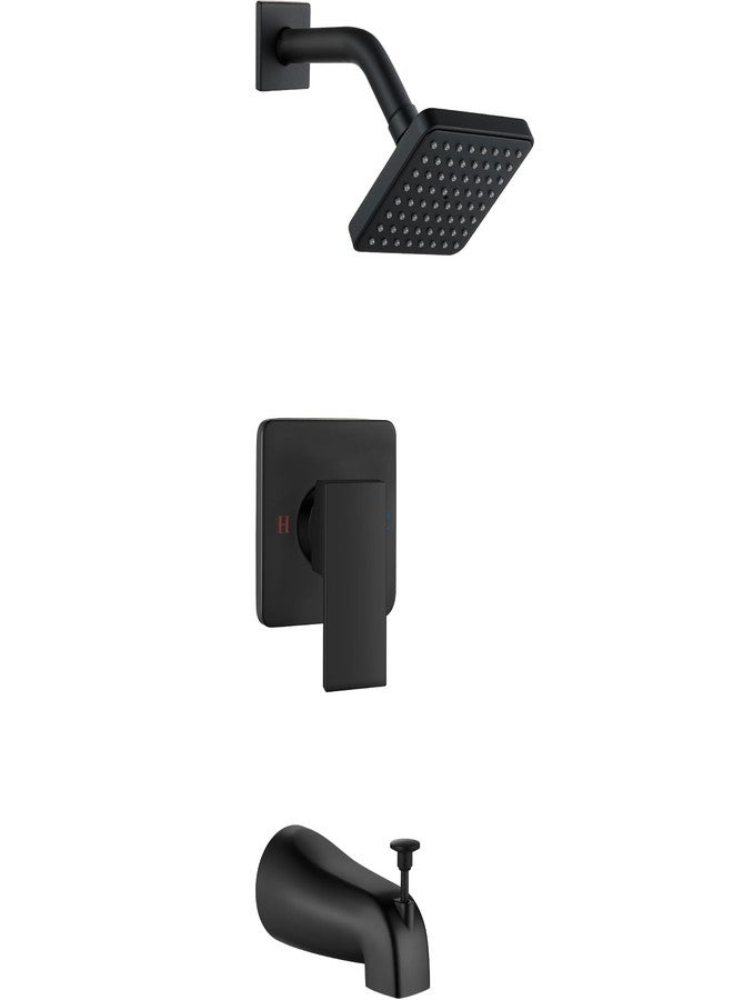 Heyalan Shower Faucet Set with Tub Spout Shower Trim Kit and Single-Handle Set, Shower Valve Included, Bathtub Faucet Set,4 Inch ABS Square Shower Head,Matte Black - Image 1