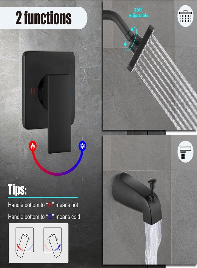 Heyalan Shower Faucet Set with Tub Spout Shower Trim Kit and Single-Handle Set, Shower Valve Included, Bathtub Faucet Set,4 Inch ABS Square Shower Head,Matte Black - Image 4