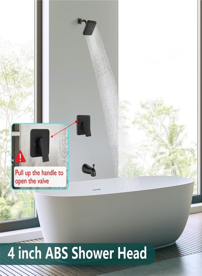 Heyalan Shower Faucet Set with Tub Spout Shower Trim Kit and Single-Handle Set, Shower Valve Included, Bathtub Faucet Set,4 Inch ABS Square Shower Head,Matte Black - Image 3