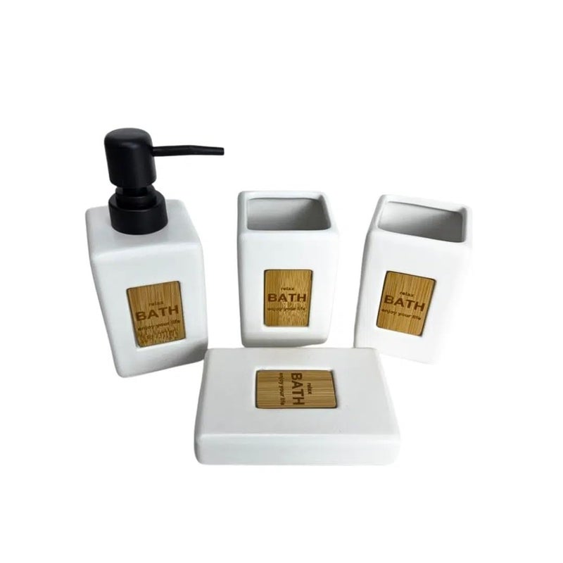 Complete Bathroom Set: Includes 4 essential pieces: soap dispenser, tumbler, toothbrush holder, and soap dish for a coordinated bathroom look. - Image 2