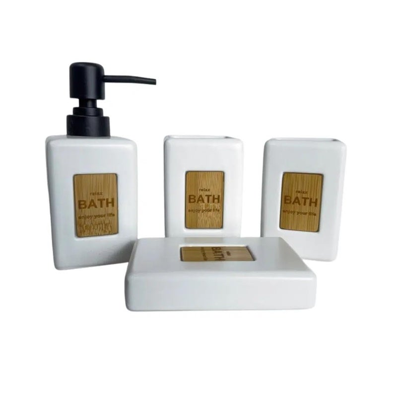 Complete Bathroom Set: Includes 4 essential pieces: soap dispenser, tumbler, toothbrush holder, and soap dish for a coordinated bathroom look. - Image 3