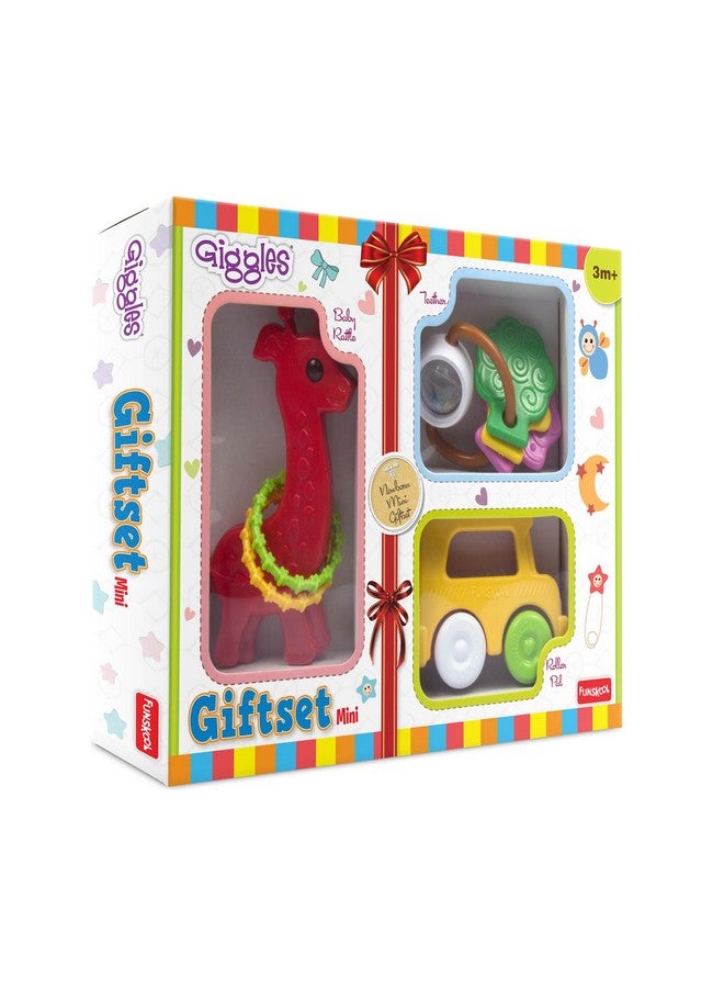 giggles - Gift Set Mini, Multicolour Baby Toy Gift Set For New Born, Rattle,Teether,Vehicle, 6 Months & Above, Infant Toys - Image 1