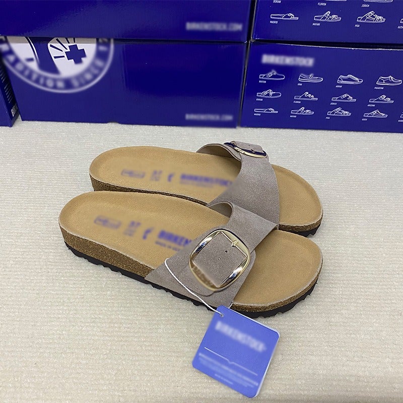 2026 European Fashion One-Strap Thick Sandals Genuine Leather Round Toe EVA Sole - Image 2