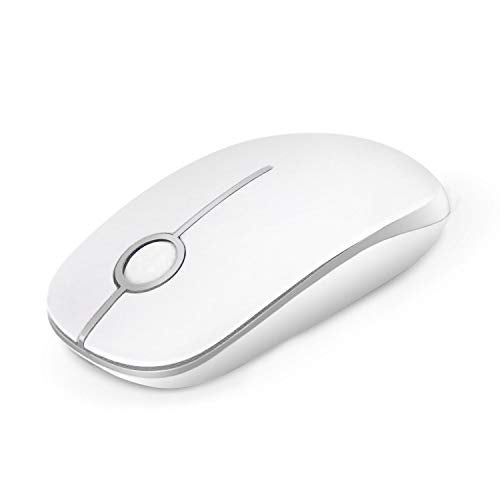VssoPlor Wireless Mouse, 2.4G Slim Portable Computer Laptop Mouse with Nano Receiver Quiet Silent Optical Mice for Notebook, PC, Laptop, Computer-White and Silver - Image 1