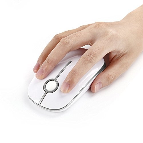 VssoPlor Wireless Mouse, 2.4G Slim Portable Computer Laptop Mouse with Nano Receiver Quiet Silent Optical Mice for Notebook, PC, Laptop, Computer-White and Silver - Image 5