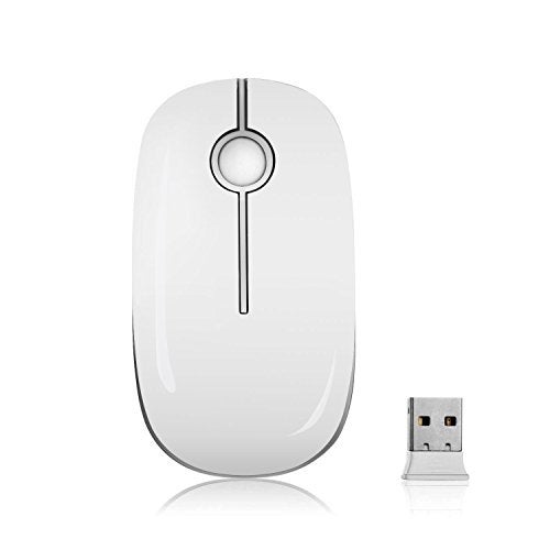 VssoPlor Wireless Mouse, 2.4G Slim Portable Computer Laptop Mouse with Nano Receiver Quiet Silent Optical Mice for Notebook, PC, Laptop, Computer-White and Silver - Image 4