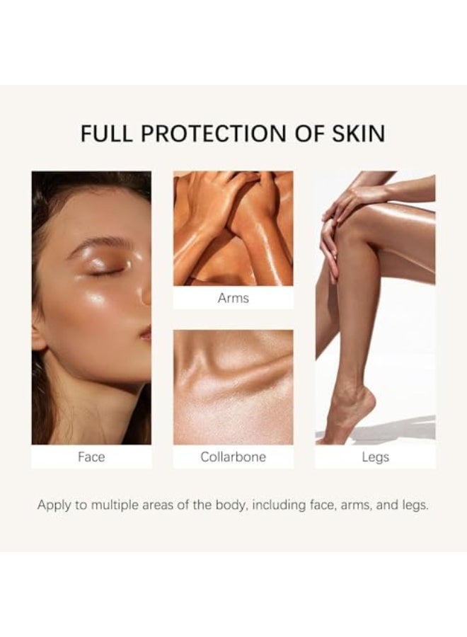 زيت ترطيب للجسم بعامل حماية من الشمس، SPF 30، 40، 50، واقي شمس للجسم بلمعة ذهبية وردية وزيت جوز الهند، مرطب واسع الطيف مقاوم للماء، لمعة خفيفة مناسبة للشاطئ والاستخدام اليومي (SPF40+) - Image 3